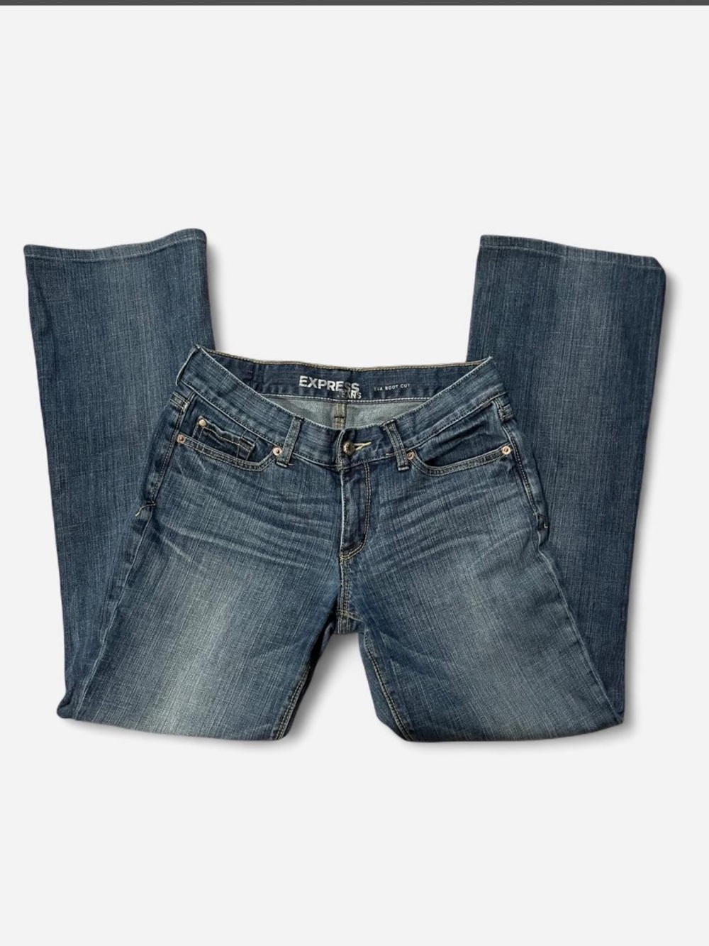 Express Women's Bootcut Jeans in Dark Blue Wash